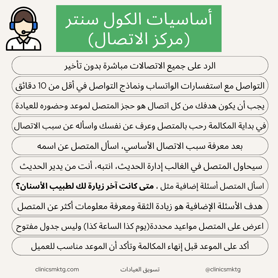 أساسيات الكول سنتر (مركز الاتصال) للعيادات